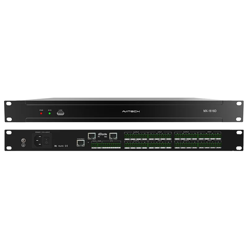 Dante 16 in 16 Out Network Audio процесор с екран